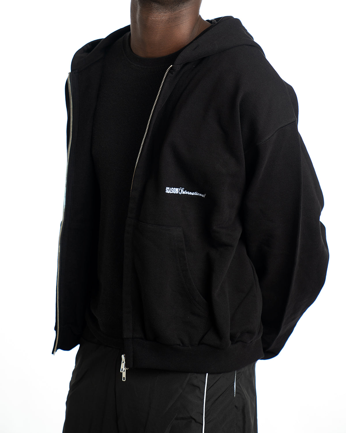 Logo Embroidered Zip-Up Hoodie