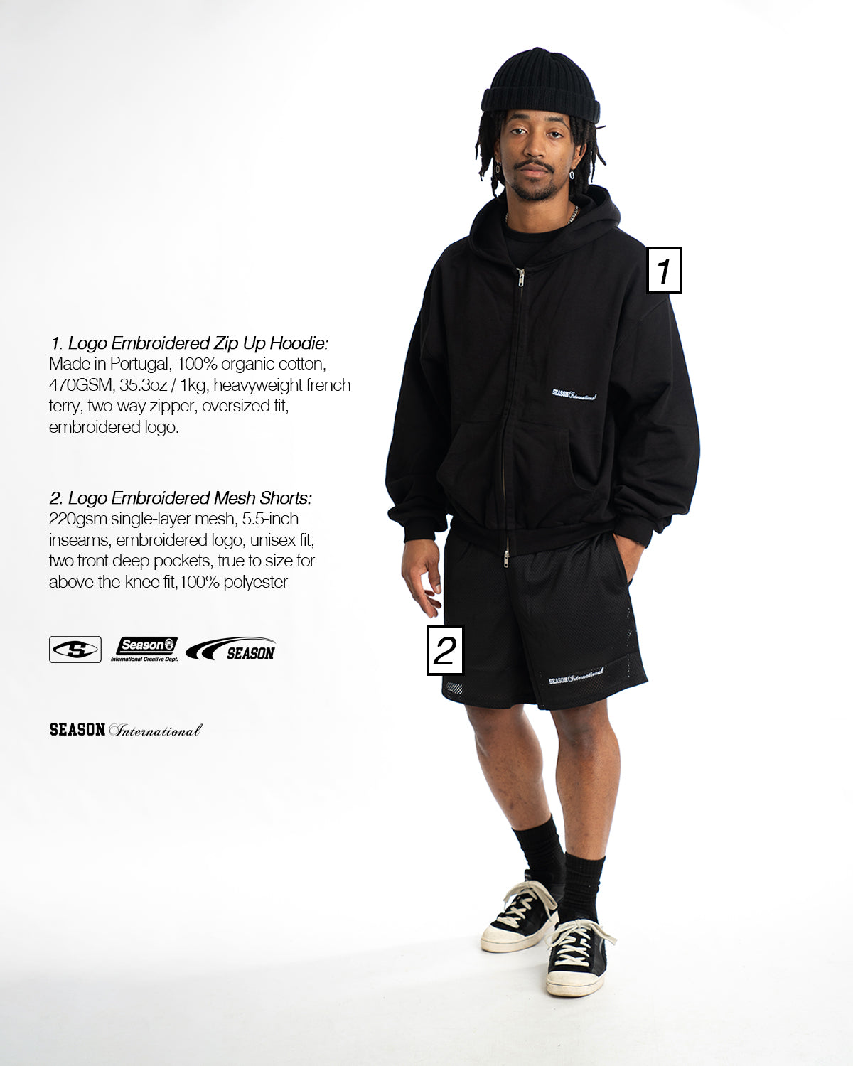Logo Embroidered Zip-Up Hoodie